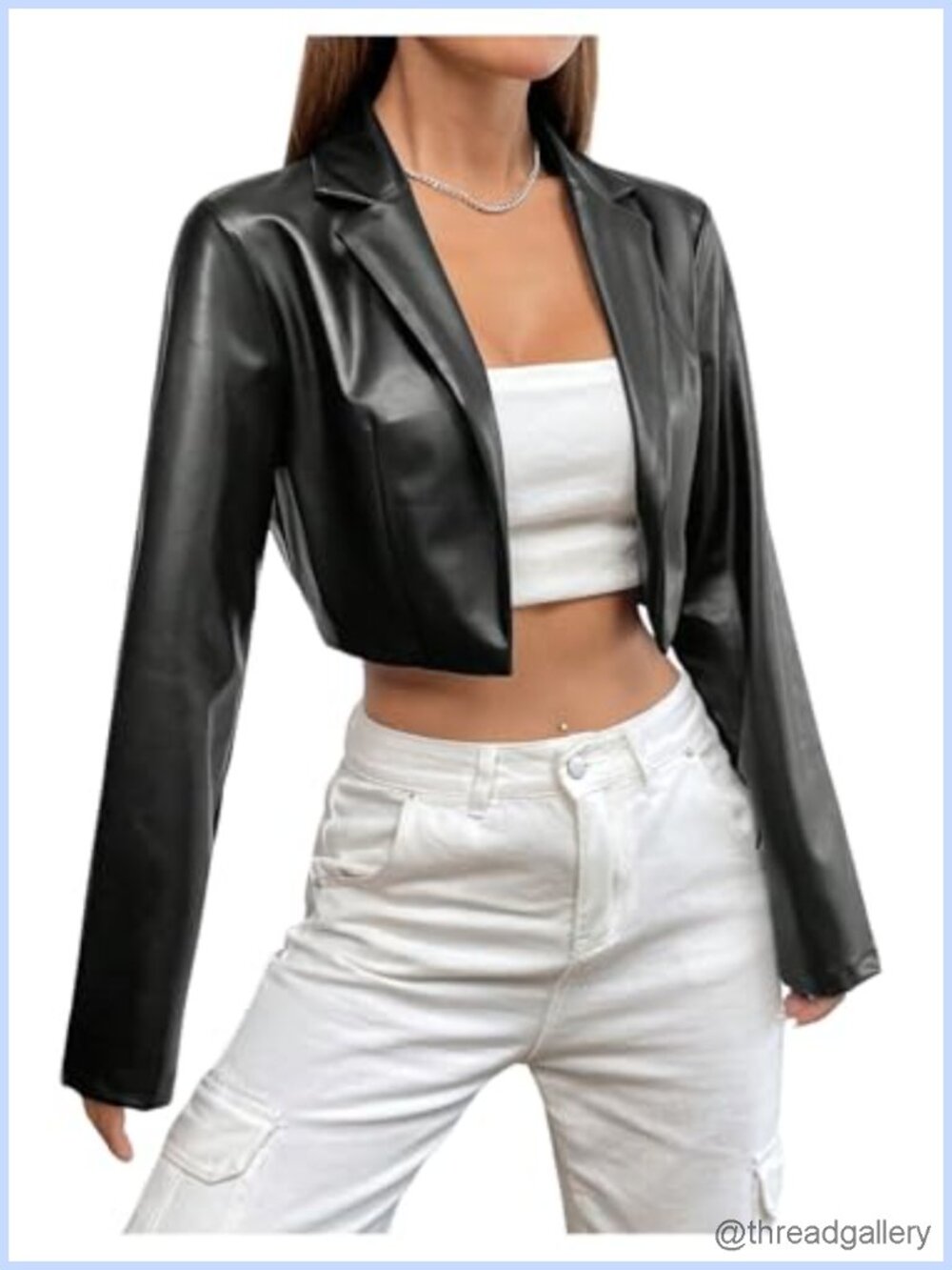 Women's Cropped Faux Leather Moto Biker Jacket Y2K Asymmetrical Zipper